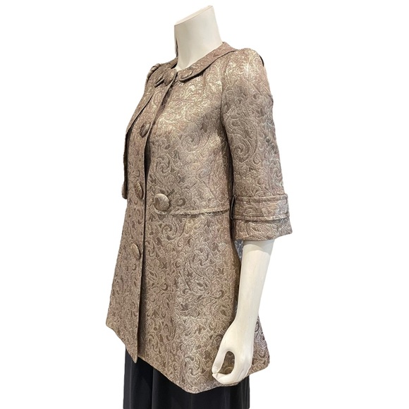 NEW Gold Brocade Retro Overcoat - Picture 4 of 13